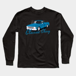 Classic Chevy Blue Shinning Long Sleeve T-Shirt